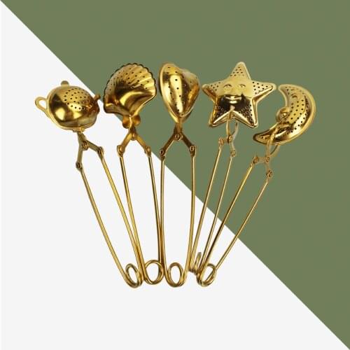 1pc Stainless Steel Star Moon Tea Infuser Gold Tea Ball Strainer Tea Filter Teapot Gadgets Wedding Gifts