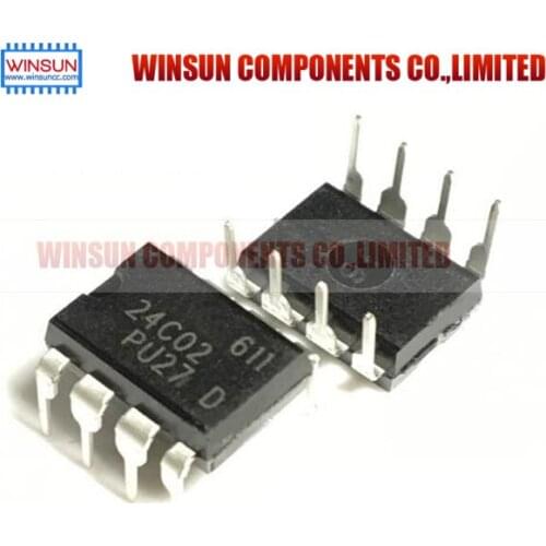 100PCS AT24C02 24C02N 24C02BN EEPROM DIP8 Brand New