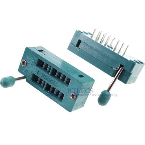 100pcs Test IC DIP ZIF ZIP Socket 14 Pin Pitch 2.54 mm Press-Fit Dual Row Spacing 7.62 mm 0.3" 2x7 14 Position Grid