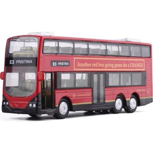 1:43 2-Floor London Double Decker Bus Model Toy Cars Alloy Hongkong Light Music Old-Fashion Car Toys for children