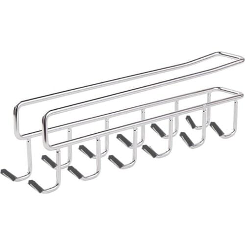 2Pcs Stainless Steel Hooks Hanger Under Shelf Wine Glass Holder Mug Cup Holder Storage Rack Hanger Cupboard Hanging Hook