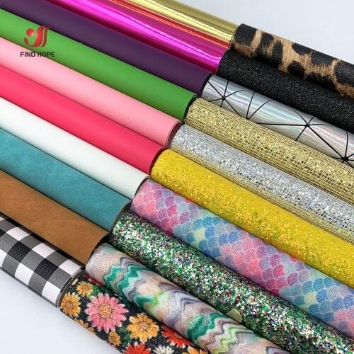 20pcs/set A5 Suede Daisy Solid Color PU Faux Leatherette Glitter Synthetic Fabric Iridescent DIY Bow Earring Bag Sewing Material