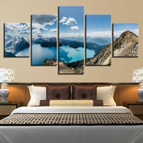 No Framed Mountain Lake Landscape 5 Pcs Canvas Picture Print Wall Art Canvas Painting Wall Decor for Living Room