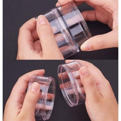 5 Layer Stackable Bead Containers Small Item Plastic Round Clear Storage Jar Box A0NF