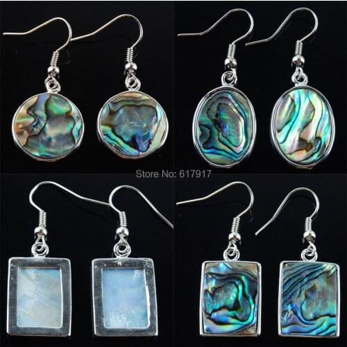 Free Shipping New Zealand Abalone Shell Gem Stones Beads Dangle Earrings Pair For Women Jewelry 1Pair TBR300