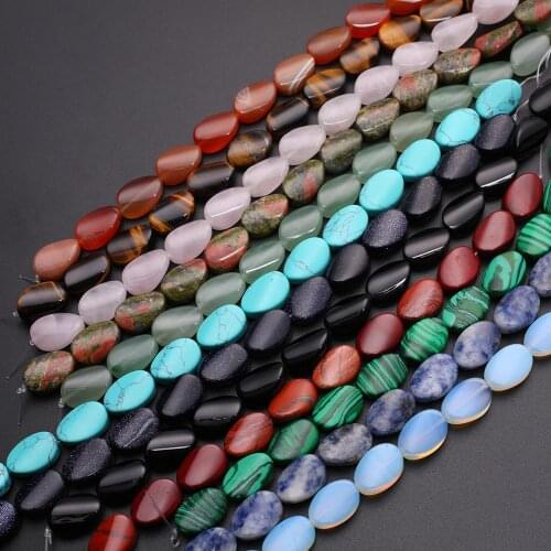 40pcs Natural Stone Distort Beads Turquoises Agates crystal Rotate Oval Loose Beads Charms for Jewelry Making DIY Bracelet Free