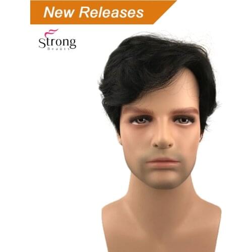 StrongBeauty Black Short Full Wigs Synthetic Wig for Men