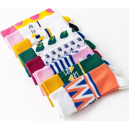 Dessert Avocado Stripe Polka Dot Wave Geometry Originality Colorful Pattern Men Funny Happy Harajuku Casual Cotton Socks Autumn