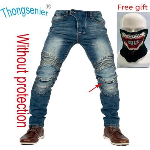 B02 Fashion Men Women Tight blue motorcycle elastic Jeans Motorcycle Racing Pants With Pads Tight Motorcycle Slim jeans