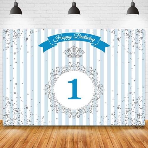 Baby Shower Boys Girls 1st Birthday Party Backdrops Photography For Photo Studio Blue Stripe Background Props Newborn Photocall