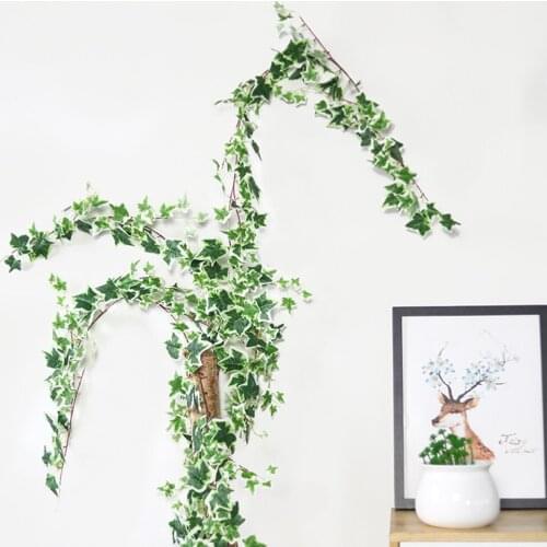 Fake Creeper Green Leaf Ivy Vine 2.1m Artificial Plants Decoration Rattan Leaf Home Party Garden Decor Grape Leaves