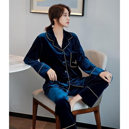 JULYS SONG Winter Velvet Pajamas Set Couple 2 Pieces Woman Men Casual Pajamas For Male Female Winter Autumn Pajamas Sleepwear