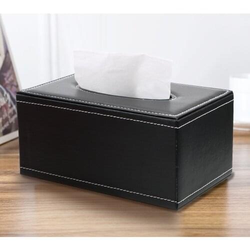 PU Leather Tissue Box Paper Holder Rectangular Tissue Paper Napkin Box Home Kitchen Organization Home Supplies Anti-moisture