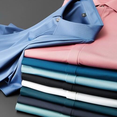 JSBDSilky as milk ~ soft waxy Q elastic high end pressure adhesive no ironing business slim ice silk mens white shirt shirt