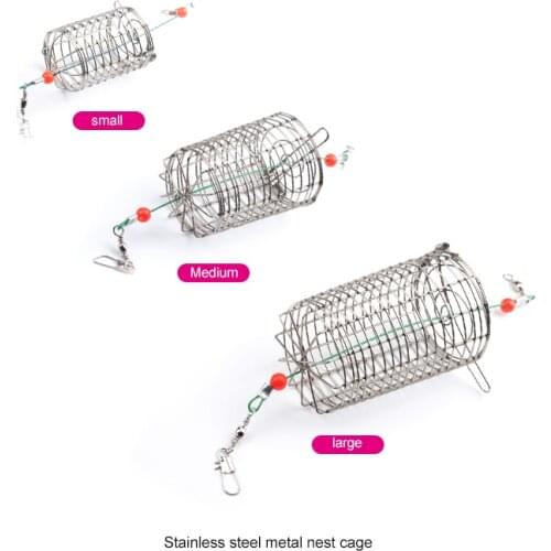 5Pcs/lot Stainless Steel Wire Fishing Lure Cage Small Bait Cage Fishing Basket Feeder Holder Fishing Tackle