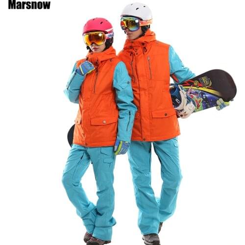 Waterproof snowboarding set couples windproof breathable ski suit women men snowboard jackets mountain skiing clothing set