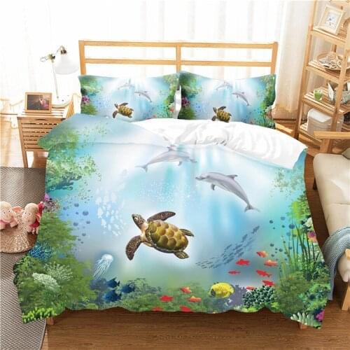 A Bedding Set 3D Printed Duvet Cover Bed Set Underwater World Home Textiles for Adults Bedclothes with Pillowcase #HDSJ09