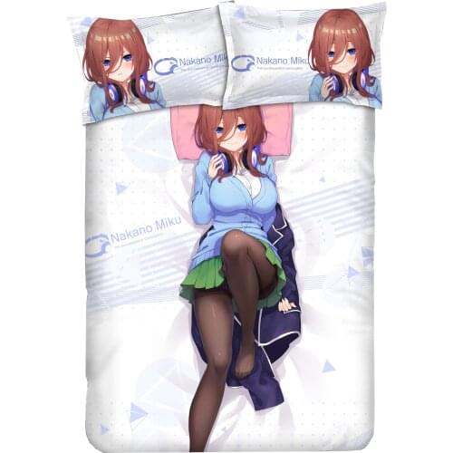 AnimeThe Quintessential Quintuplets Nakano Miku Bed Sheet or Duvet Cover with Two Pillow cases Bedding Linen otaku bedding set