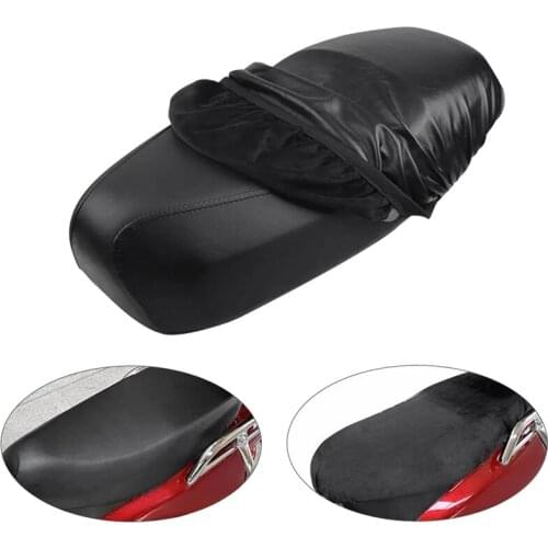 DHBH-Motorcycle Scooter Leather Seat Cushion Cover Waterproof Warm Velvet Winter Rear Seat Cover