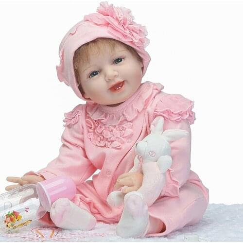 Reborn dolls cute smile girl silicone reborn baby doll 22inch 55cm real touch bebe newborn real alive doll lol gifts