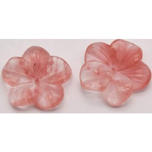 2Pcs/Lot 25mm*5mm Red Watermelon Crystal Five Petal Flower Shape Pendant Bulk Items Wholesale Lots Jewelry Making Crafts JA0108