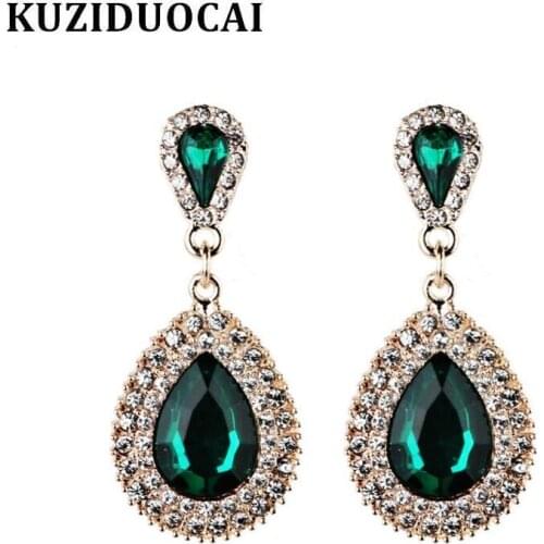 Kuziduocai New Fashion Jewelry Crystal Droplet Zircon Nightclub Stud Earrings For WomenStatement Brincos Pendientes Gifts E-862