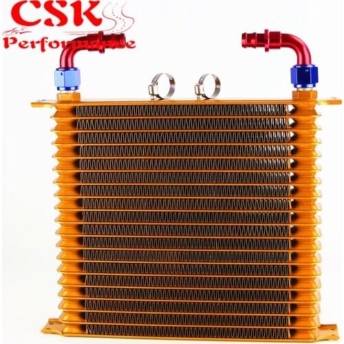 10.6"x12"x2" AN10 Trust 19 Row Engine Oil Cooler +2pcs Fittings Gold