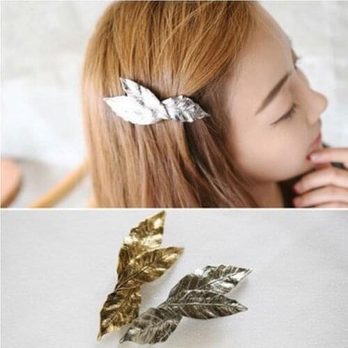Fashion Women Hair Clip Elegant Pearl Hairpin Leaf Feather Metal Barrettes Wedding Hair Accessories Girls Headwear