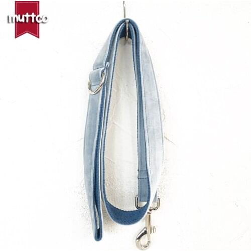 MUTTCO small dog collar personalized Chihuahua necklace walking training pet leash THE POWDERBLUE adjustable pet supplies UDL081