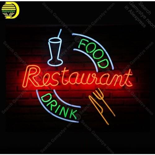 Food drink Restaurant Neon Sign Glass Tube Bulb Light Hotel icons light Lamp display Signboard Handmade neon light for room wall