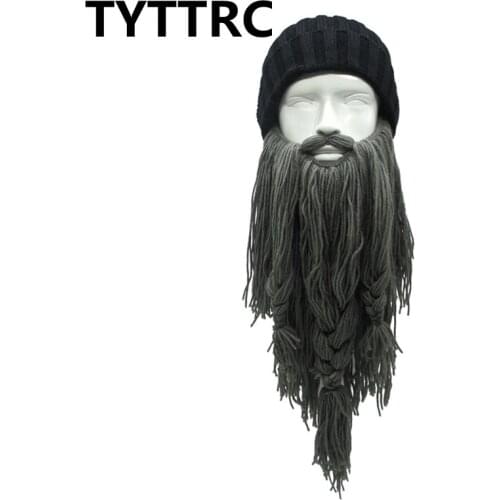 New Unisex Winter Warm Viking Hat The Original Barbarian Vagabond Knit Long Beard Beanie Cool Gag Funny Unique Gifts Halloween