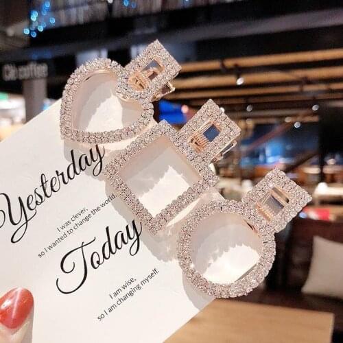 Luxury Rectangular Korea Popular Hair Clips Fashion Woman Rhinestone Shiny Luxury Hairpins Barrettes Hair Accessories