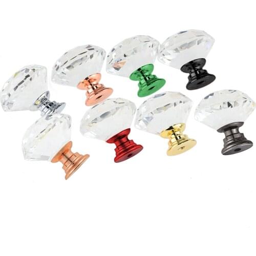 5Pcs/10Pcs Lots 30MM European style crystal handle Drawer Cabinet door Closet handle Clear crystal glass Knob handle For Cabinet