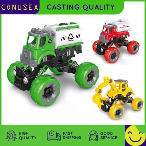 Diy Disassembly Sanitation Garbage Fire Truck Engineering Truck Excavator Child Screw Boy Creative Tool Education Toy Car Model