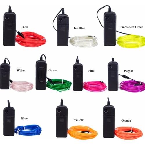 Glow EL Wire Cable Neon Led Strip String Light Waterproof Flexible Rope Tape RGB With Battery Case For Car Clothing Shoe Party