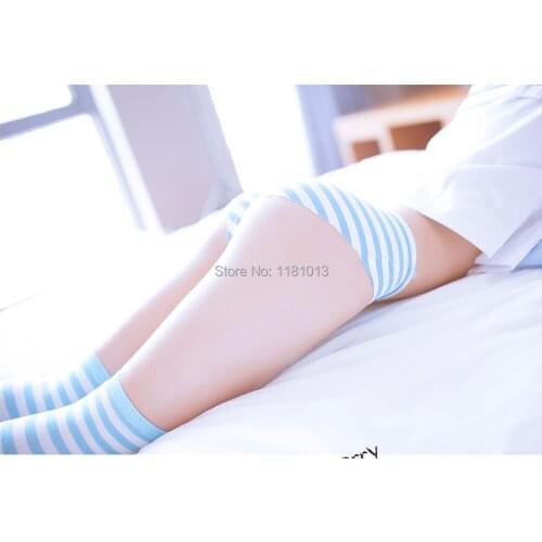 Japanese anime blue white striped panties, Cute anime lolita Girls Cosplay K-ON striped Pink white panties calcinha fofa briefs