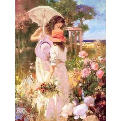 Mother Daughter Garden Defloration Cross Stitch Kits 14CT Unprinted For Embroidered Handmade Arts Set Wall Home Decor Handmade