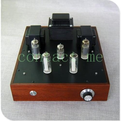 6N2+6P1 red walnut case tube amplifier, with 6E2 cat-eye indicator, output power: 3.5w+3.5w, suitable for full-range speakers