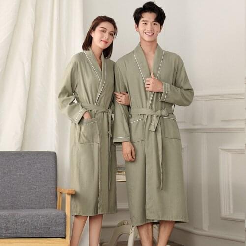 Waffle bathrobe hotel couple night gown men and women absorbent bathrobes beauty salon sweat steam clothes evening Gowns new
