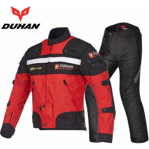 DUHAN Motorcycle Protection Jackets Pants Armor Protection Cotton Liner Cold-proof Protector Moto Jacket Men Oxford Suits
