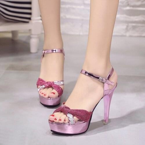 Women Sandals Shoes Buckle Strap Mixed Colors Shallow 12cm Thin High Heels Fashion 4cm Platform Lady Party Female Pumps Shoes