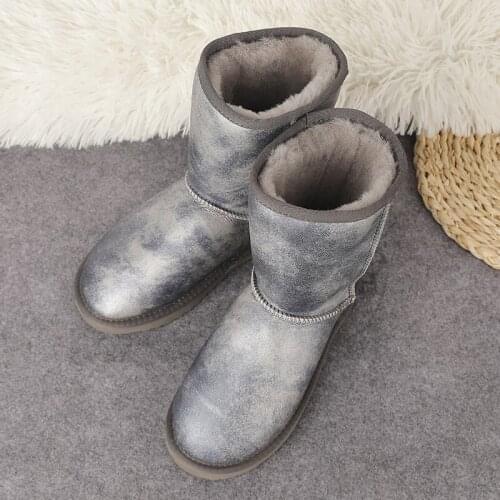 2020 Top Quality Wool Inside 100% Genuine Sheepskin Leather Woman Snow Boots Natural Boots Warm Wool For Womens Winter Boots