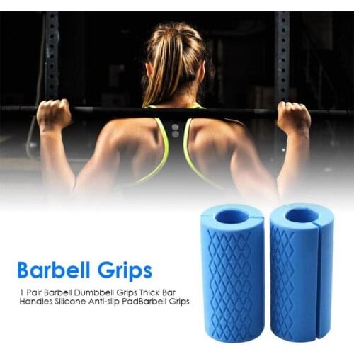 1 Pair Dumbbell Fat Barbell Grips Thick Bar Handle Pull Up Weightlifting Support Silicon Anti-Slip Protect Pad For Body Building