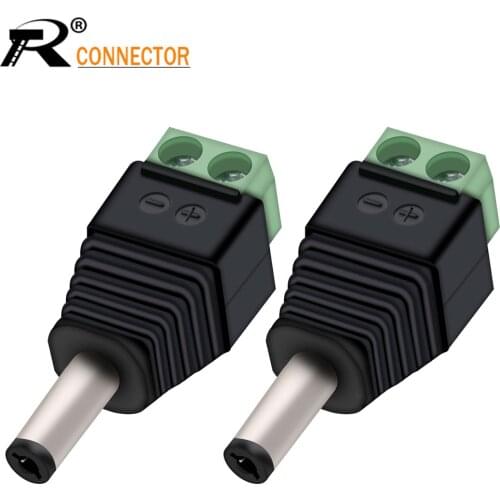 10pcs DC Power Male Plug Jack Adapter Connector Plug for CCTV single color LED Light 12V 5.5x2.1mm