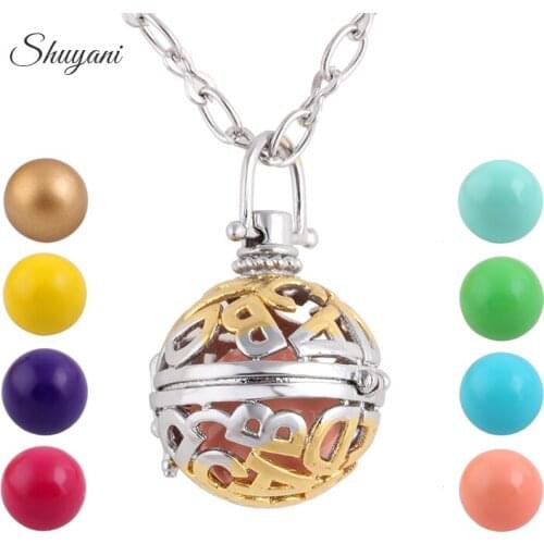 10pcs/lot Round Ball Cage Floating Locket Lucky Jewelry Fit Music Beads Pendant Necklace Long Necklace For Pregnant Mother