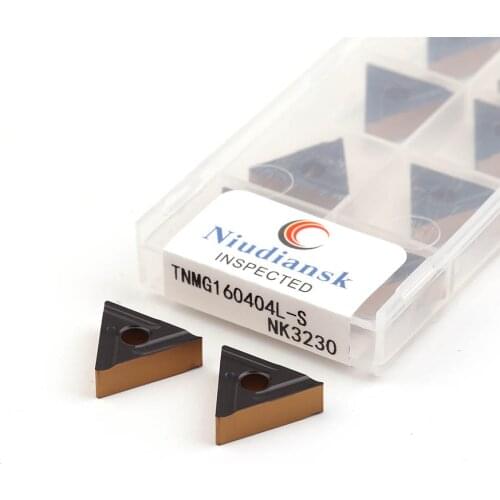 10Pcs TNMG160404R-S NK3230 TNMG160404L-S TNMG160408R TNMG160408L CNC Lathe Turning Tool Carbide Insert Triangle Twocolor Coating