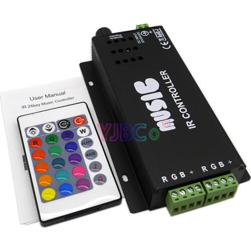 2.4G Music RGB LED Strip Light Controller DC 12V 24V Sound Sensitive Lamp tape dimmer switch with 24 Keys IR wireless Remote