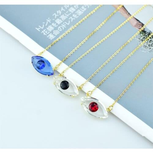 2021 Unique Turkish Crystal Evil Eyes Pendant Necklace for Womens Jewelry 20 Color Options Clavicle Chains Necklaces Gift 1pcs