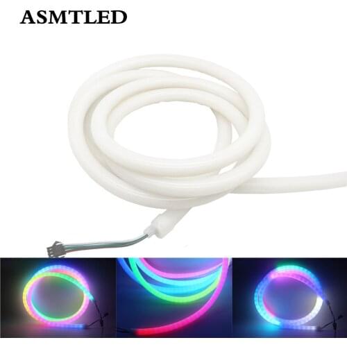 360 Round Magic Full Color Pixel Led Neon Tube 5V 12V SMD 5050 Flexible Neon Strip For Indoor Outdoor Decorative Lighting 1m 2m