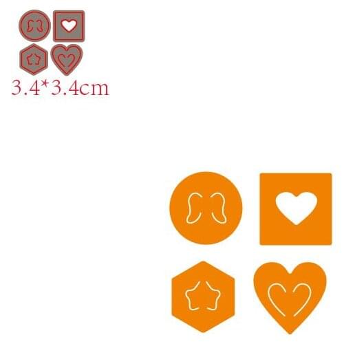 4pcs Heart Tag Banner Metal Cutting Dies Cut Heart Star Dies For DIY Scrapbooking Album Cards Decorative Craft Embossing Dies